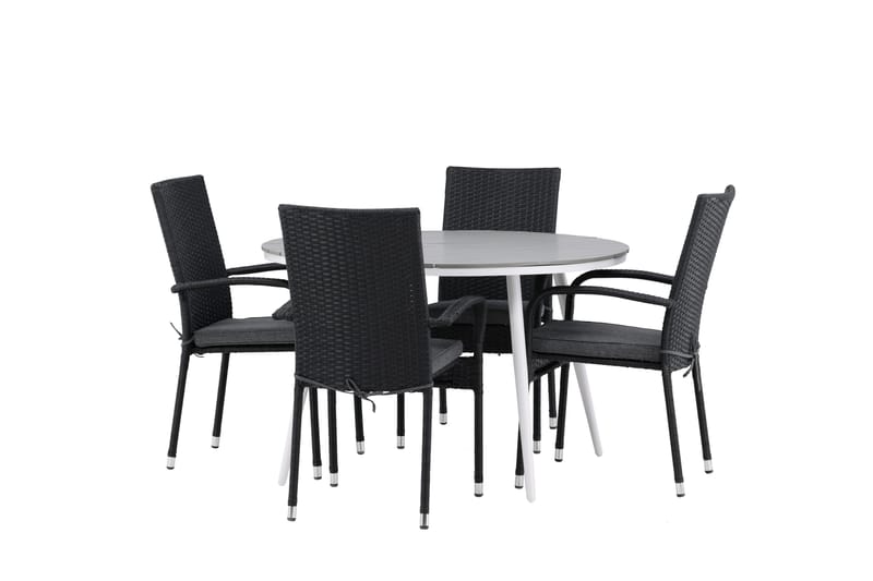 Break Matgrupp Utomhus Rund 120 cm + 4 Anna Matstol - Svart/Grå - Utemöbler & utemiljö - Utegrupp - Matgrupp utomhus