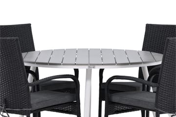 Break Matgrupp Utomhus Rund 120 cm + 4 Anna Matstol - Svart/Grå - Utemöbler & utemiljö - Utegrupp - Matgrupp utomhus