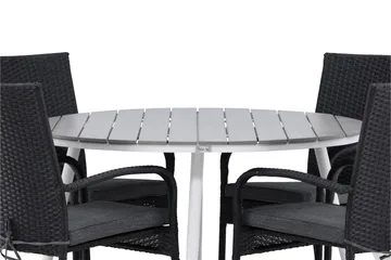 Break Matgrupp Utomhus Rund 120 cm + 4 Anna Matstol - Svart/Grå - Utemöbler & utemiljö - Utegrupp - Matgrupp utomhus