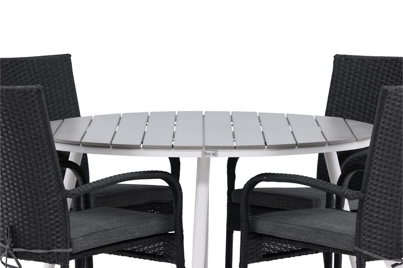 Break Matgrupp Utomhus Rund 120 cm + 4 Anna Matstol - Svart/Grå - Utemöbler & utemiljö - Utegrupp - Matgrupp utomhus