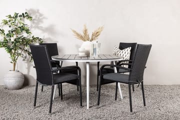 Break Matgrupp Utomhus Rund 120 cm + 4 Anna Matstol - Svart/Grå - Utemöbler & utemiljö - Utegrupp - Matgrupp utomhus