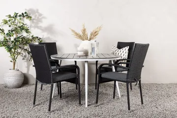 Break Matgrupp Utomhus Rund 120 cm + 4 Anna Matstol - Svart/Grå - Utemöbler & utemiljö - Utegrupp - Matgrupp utomhus