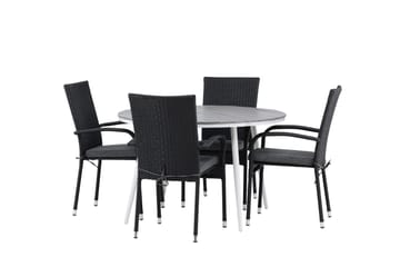 Break Matgrupp Utomhus Rund 120 cm + 4 Anna Matstol - Svart/Grå - Utemöbler & utemiljö - Utegrupp - Matgrupp utomhus