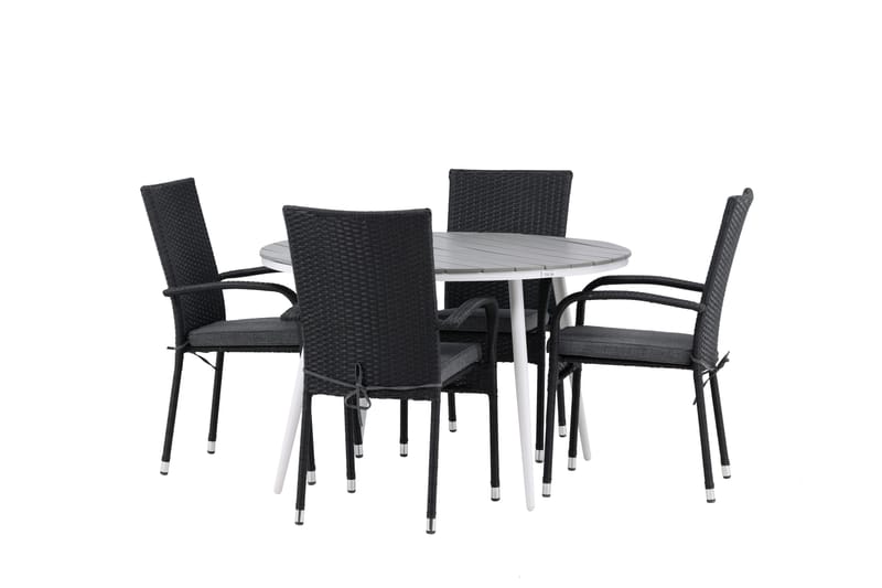 Break Matgrupp Utomhus Rund 120 cm + 4 Anna Matstol - Svart/Grå - Utemöbler & utemiljö - Utegrupp - Matgrupp utomhus