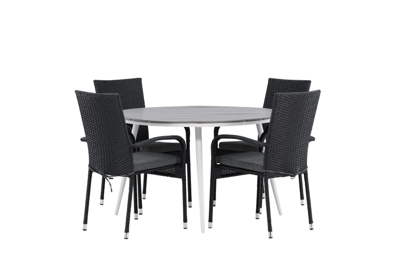 Break Matgrupp Utomhus Rund 120 cm + 4 Anna Matstol - Svart/Grå - Utemöbler & utemiljö - Utegrupp - Matgrupp utomhus