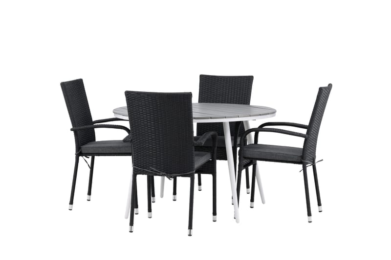 Break Matgrupp Utomhus Rund 120 cm + 4 Anna Matstol - Svart/Grå - Utemöbler & utemiljö - Utegrupp - Matgrupp utomhus