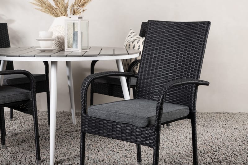 Break Matgrupp Utomhus Rund 120 cm + 4 Anna Matstol - Svart/Grå - Utemöbler & utemiljö - Utegrupp - Matgrupp utomhus