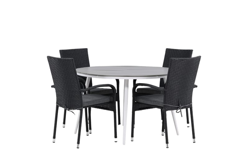 Break Matgrupp Utomhus Rund 120 cm + 4 Anna Matstol - Svart/Grå - Utemöbler & utemiljö - Utegrupp - Matgrupp utomhus