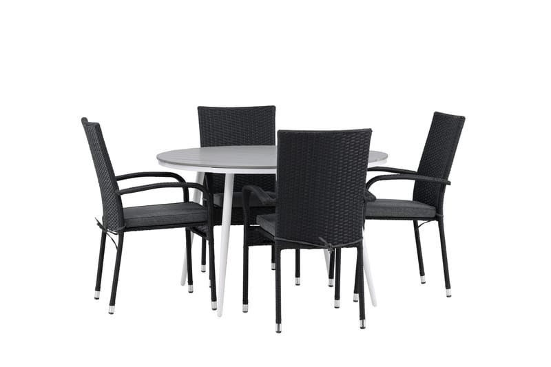 Break Matgrupp Utomhus Rund 120 cm + 4 Anna Matstol - Svart/Grå - Utemöbler & utemiljö - Utegrupp - Matgrupp utomhus