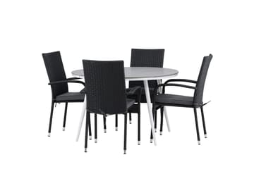 Break Matgrupp Utomhus Rund 120 cm + 4 Anna Matstol - Svart/Grå - Utemöbler & utemiljö - Utegrupp - Matgrupp utomhus