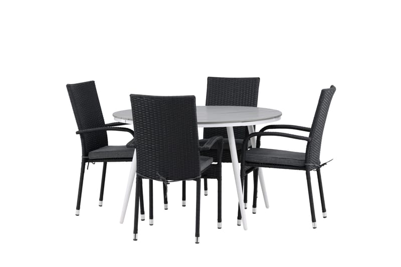 Break Matgrupp Utomhus Rund 120 cm + 4 Anna Matstol - Svart/Grå - Utemöbler & utemiljö - Utegrupp - Matgrupp utomhus