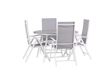 Break Matgrupp Utomhus Rund 120 cm + 4 Break Positionsstol - Vit/Grå - Utemöbler & utemiljö - Utegrupp - Matgrupp utomhus