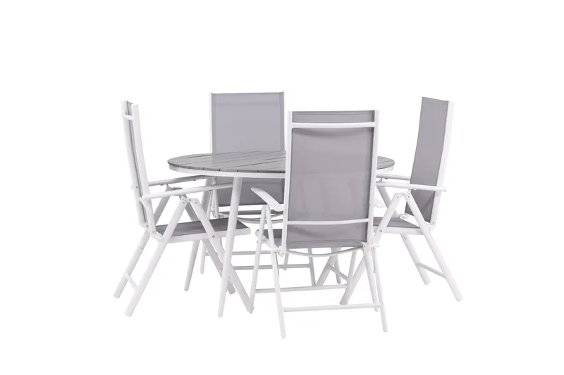 Break Matgrupp Utomhus Rund 120 cm + 4 Break Positionsstol - Vit/Grå - Utemöbler & utemiljö - Utegrupp - Matgrupp utomhus