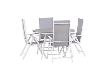 Break Matgrupp Utomhus Rund 120 cm + 4 Break Positionsstol - Vit/Grå - Utemöbler & utemiljö - Utegrupp - Matgrupp utomhus