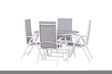 Break Matgrupp Utomhus Rund 120 cm + 4 Break Positionsstol - Vit/Grå - Utemöbler & utemiljö - Utegrupp - Matgrupp utomhus
