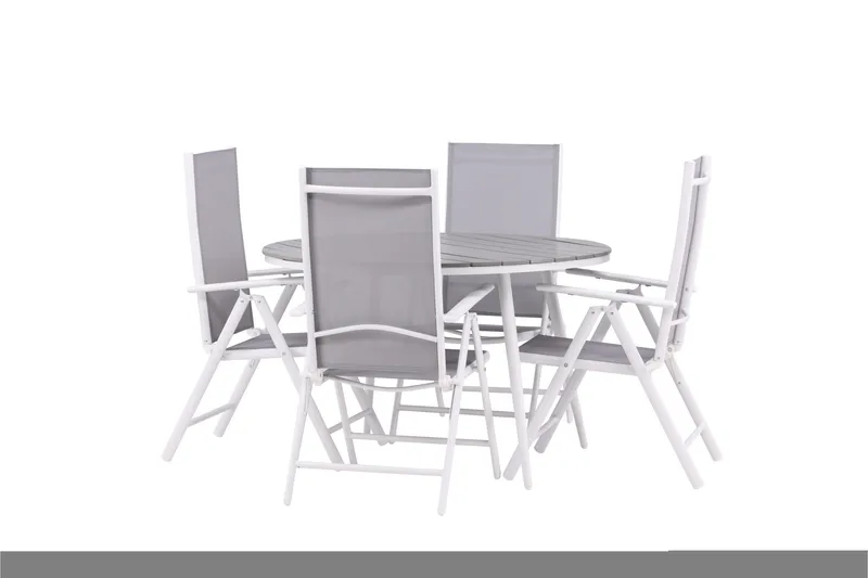 Break Matgrupp Utomhus Rund 120 cm + 4 Break Positionsstol - Vit/Grå - Utemöbler & utemiljö - Utegrupp - Matgrupp utomhus