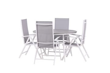 Break Matgrupp Utomhus Rund 120 cm + 4 Break Positionsstol - Vit/Grå - Utemöbler & utemiljö - Utegrupp - Matgrupp utomhus