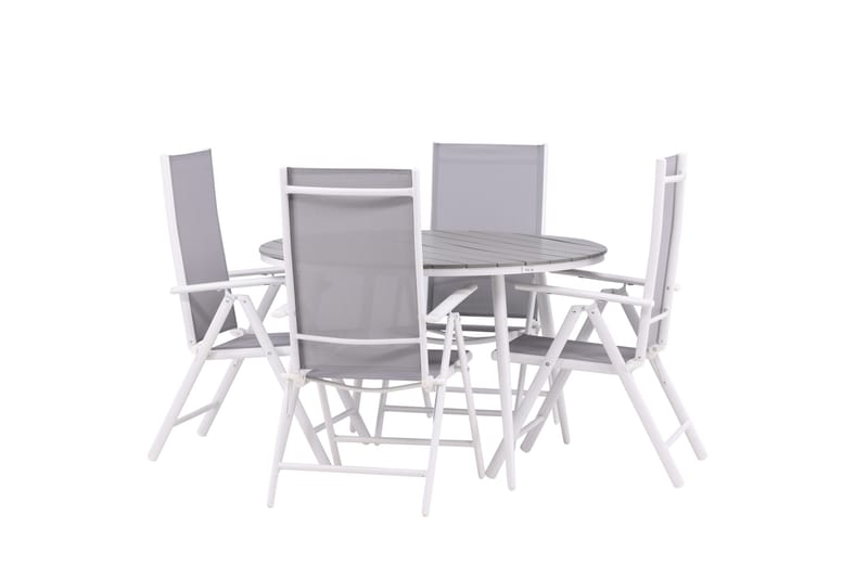 Break Matgrupp Utomhus Rund 120 cm + 4 Break Positionsstol - Vit/Grå - Utemöbler & utemiljö - Utegrupp - Matgrupp utomhus