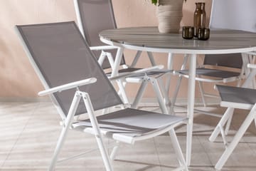 Break Matgrupp Utomhus Rund 120 cm + 4 Break Positionsstol - Vit/Grå - Utemöbler & utemiljö - Utegrupp - Matgrupp utomhus