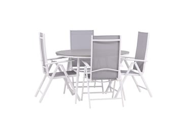 Break Matgrupp Utomhus Rund 120 cm + 4 Break Positionsstol - Vit/Grå - Utemöbler & utemiljö - Utegrupp - Matgrupp utomhus