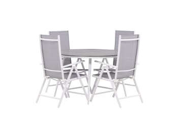 Break Matgrupp Utomhus Rund 120 cm + 4 Break Positionsstol - Vit/Grå - Utemöbler & utemiljö - Utegrupp - Matgrupp utomhus