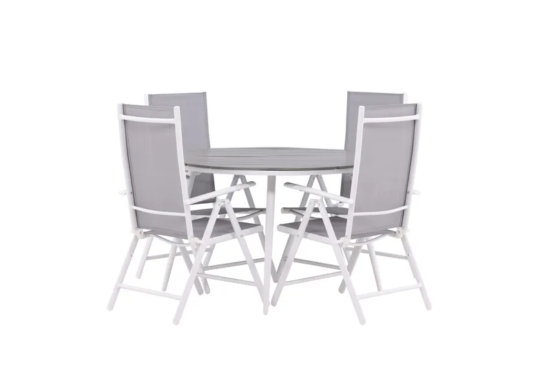Break Matgrupp Utomhus Rund 120 cm + 4 Break Positionsstol - Vit/Grå - Utemöbler & utemiljö - Utegrupp - Matgrupp utomhus