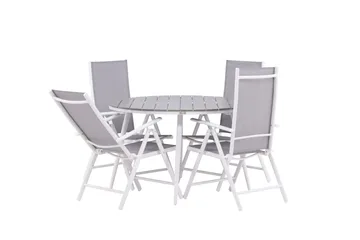 Break Matgrupp Utomhus Rund 120 cm + 4 Break Positionsstol - Vit/Grå - Utemöbler & utemiljö - Utegrupp - Matgrupp utomhus