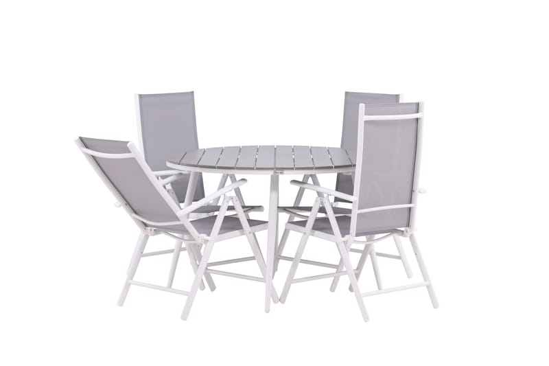 Break Matgrupp Utomhus Rund 120 cm + 4 Break Positionsstol - Vit/Grå - Utemöbler & utemiljö - Utegrupp - Matgrupp utomhus