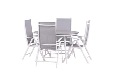 Break Matgrupp Utomhus Rund 120 cm + 4 Break Positionsstol - Vit/Grå - Utemöbler & utemiljö - Utegrupp - Matgrupp utomhus