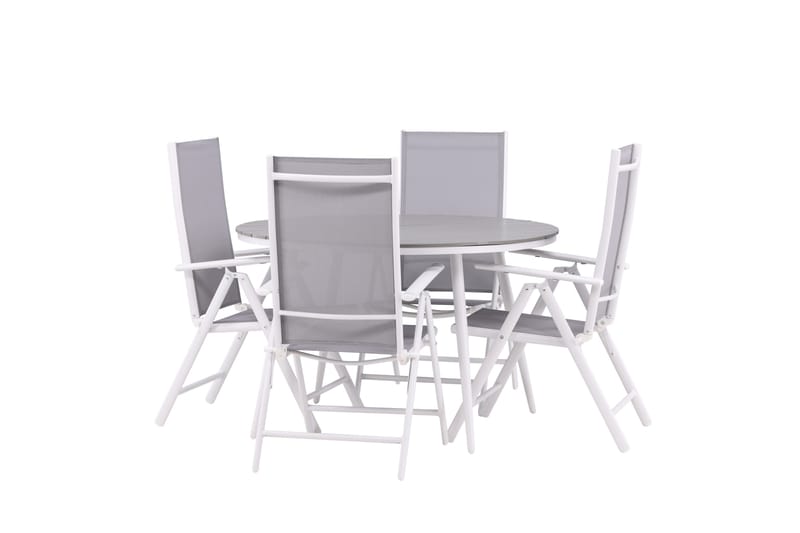 Break Matgrupp Utomhus Rund 120 cm + 4 Break Positionsstol - Vit/Grå - Utemöbler & utemiljö - Utegrupp - Matgrupp utomhus
