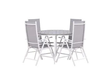 Break Matgrupp Utomhus Rund 120 cm + 4 Break Positionsstol - Vit/Grå - Utemöbler & utemiljö - Utegrupp - Matgrupp utomhus