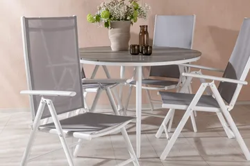 Break Matgrupp Utomhus Rund 120 cm + 4 Break Positionsstol - Vit/Grå - Utemöbler & utemiljö - Utegrupp - Matgrupp utomhus