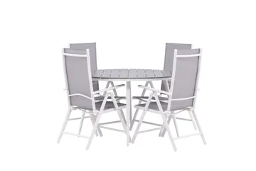 Break Matgrupp Utomhus Rund 120 cm + 4 Break Positionsstol - Vit/Grå - Utemöbler & utemiljö - Utegrupp - Matgrupp utomhus