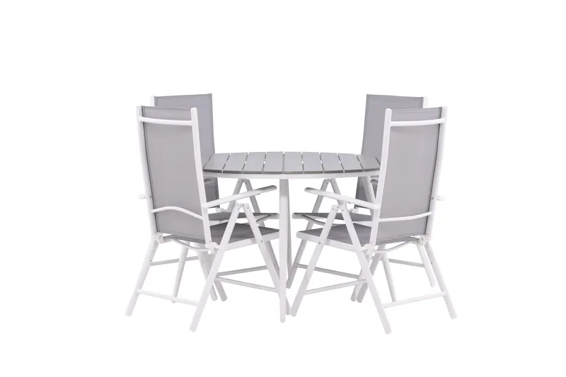 Break Matgrupp Utomhus Rund 120 cm + 4 Break Positionsstol - Vit/Grå - Utemöbler & utemiljö - Utegrupp - Matgrupp utomhus