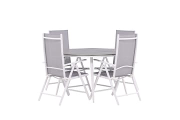 Break Matgrupp Utomhus Rund 120 cm + 4 Break Positionsstol - Vit/Grå - Utemöbler & utemiljö - Utegrupp - Matgrupp utomhus
