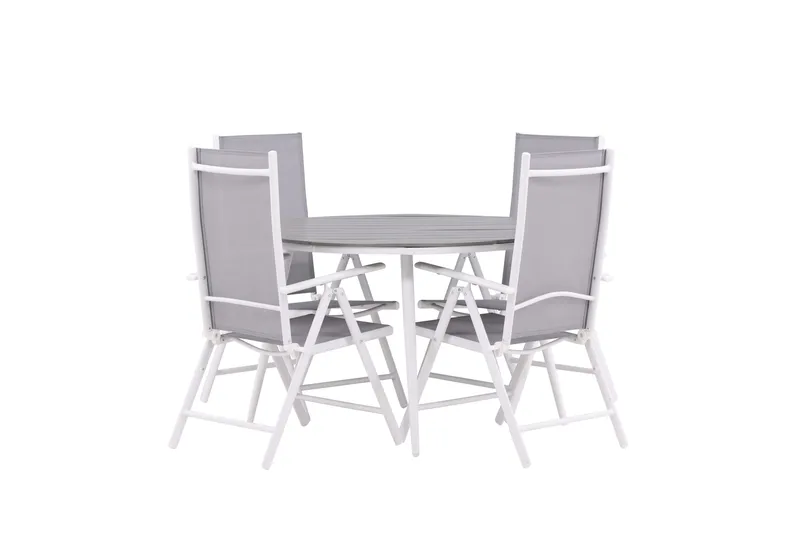 Break Matgrupp Utomhus Rund 120 cm + 4 Break Positionsstol - Vit/Grå - Utemöbler & utemiljö - Utegrupp - Matgrupp utomhus