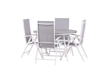 Break Matgrupp Utomhus Rund 120 cm + 4 Break Positionsstol - Vit/Grå - Utemöbler & utemiljö - Utegrupp - Matgrupp utomhus
