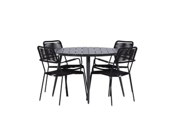 Break Matgrupp Utomhus Rund 120 cm + 4 Lindos Karmstol - Svart - Utemöbler & utemiljö - Utegrupp - Matgrupp utomhus