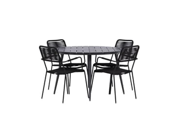 Break Matgrupp Utomhus Rund 120 cm + 4 Lindos Karmstol - Svart - Utemöbler & utemiljö - Utegrupp - Matgrupp utomhus