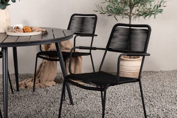 Break Matgrupp Utomhus Rund 120 cm + 4 Lindos Karmstol - Svart - Utemöbler & utemiljö - Utegrupp - Matgrupp utomhus