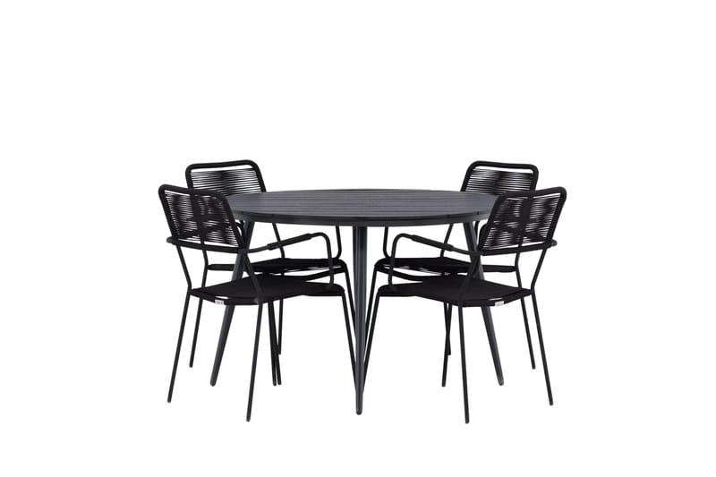 Break Matgrupp Utomhus Rund 120 cm + 4 Lindos Karmstol - Svart - Utemöbler & utemiljö - Utegrupp - Matgrupp utomhus