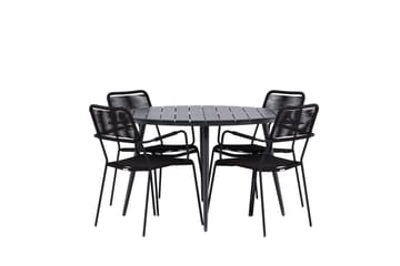 Break Matgrupp Utomhus Rund 120 cm + 4 Lindos Karmstol - Svart - Utemöbler & utemiljö - Utegrupp - Matgrupp utomhus