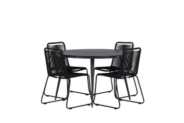 Break Matgrupp Utomhus Rund 120 cm + 4 Lindos Stapelbar Stol