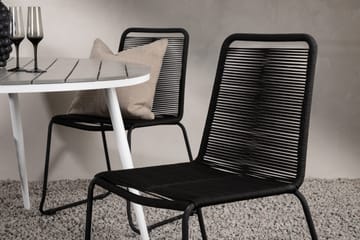 Break Matgrupp Utomhus Rund 120 cm + 4 Lindos Stapelbar Stol - Svart/Grå - Utemöbler & utemiljö - Utegrupp - Matgrupp utomhus