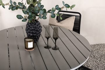 Break Matgrupp Utomhus Rund 120 cm + 4 Lindos Stapelbar Stol - Svart/Grå - Utemöbler & utemiljö - Utegrupp - Matgrupp utomhus