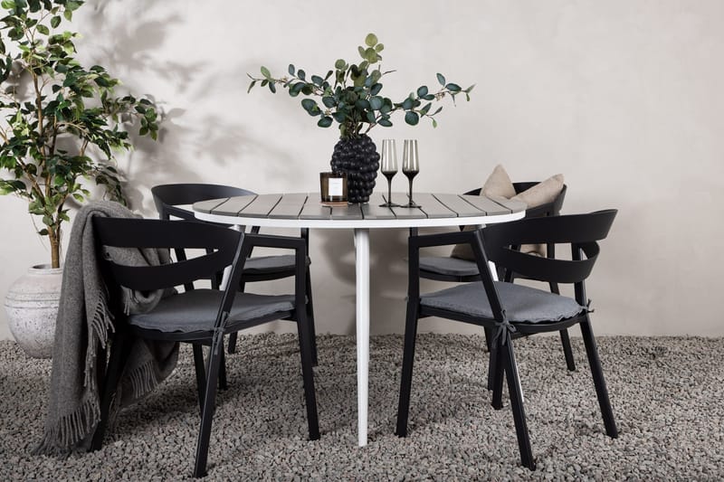 Break Matgrupp Utomhus Rund 120 cm + 4 Slit Matstol - Svart/Grå - Utemöbler & utemiljö - Utegrupp - Matgrupp utomhus