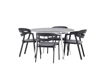 Break Matgrupp Utomhus Rund 120 cm + 4 Slit Matstol - Svart/Grå - Utemöbler & utemiljö - Utegrupp - Matgrupp utomhus