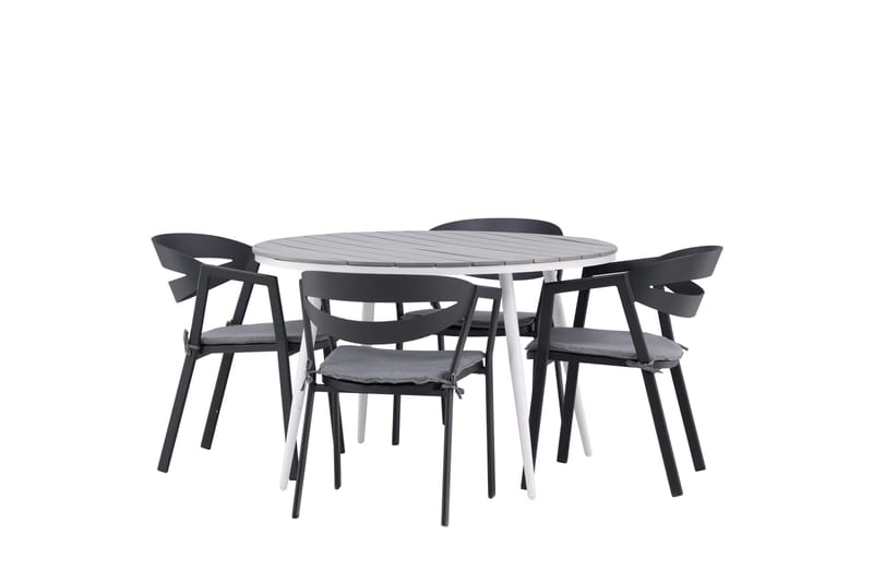 Break Matgrupp Utomhus Rund 120 cm + 4 Slit Matstol - Svart/Grå - Utemöbler & utemiljö - Utegrupp - Matgrupp utomhus