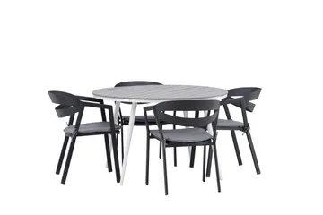 Break Matgrupp Utomhus Rund 120 cm + 4 Slit Matstol - Svart/Grå - Utemöbler & utemiljö - Utegrupp - Matgrupp utomhus