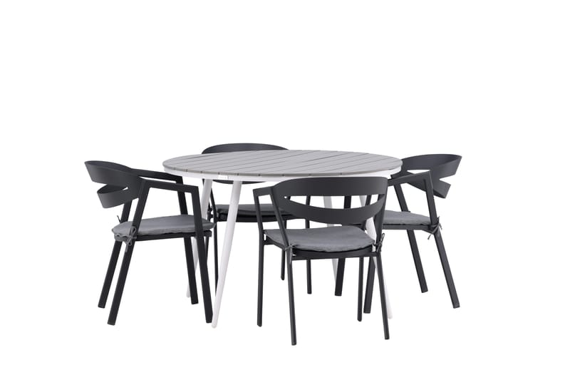 Break Matgrupp Utomhus Rund 120 cm + 4 Slit Matstol - Svart/Grå - Utemöbler & utemiljö - Utegrupp - Matgrupp utomhus